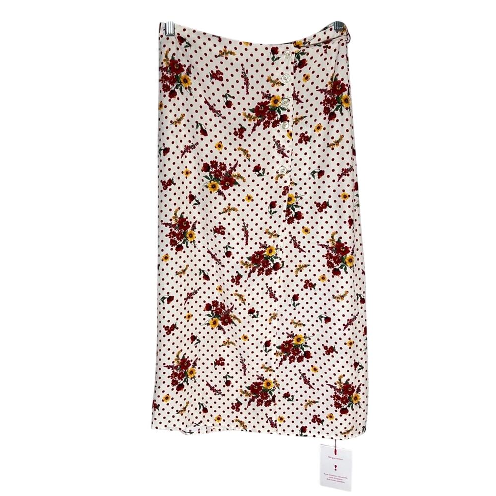 NEW Rouje Gloria Wrap Midi Skirt Polka Dot Floral Sz 42 (US 10) - Picture 4 of 10